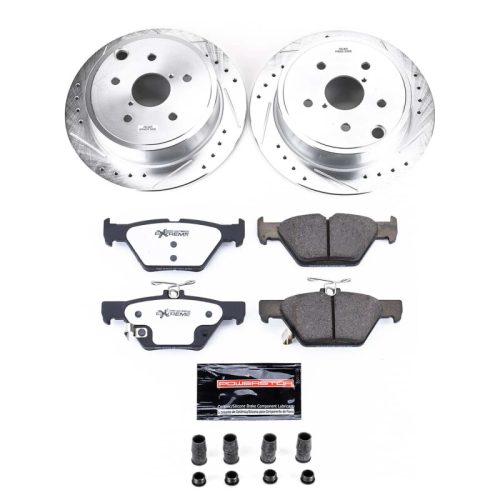 2021 Subaru WRX Rear Z26 Street Warrior Brake Upgrade Kit - High-Performance Drilled & Slotted Rotors with Carbon-Fiber Ceramic Pads - Premium Replacement