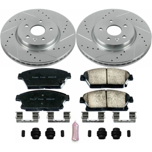 2015-2017 Chevrolet Trax Front Z23 Evolution Sport Brake Kit - Heavy-Duty Drilled & Slotted Rotor and Carbon-Fiber Ceramic Brake Pad Upgrade - Premium Replacement