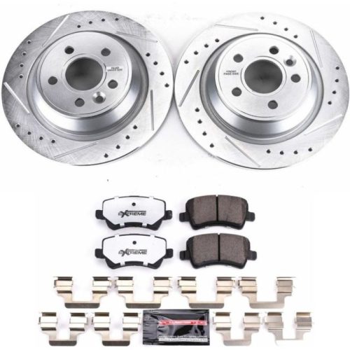 2012-2015 Land Rover Range Rover Evoque Rear Z36 Truck & Tow Brake Upgrade Kit - Premium Heavy Duty Drilled & Slotted Rotors with Carbon-Fiber Ceramic Pads