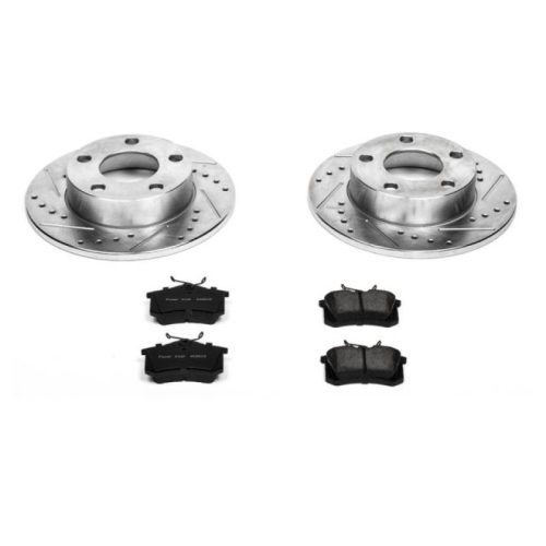 2000-2005 Volkswagen Passat Rear Z23 Evolution Sport Brake Kit with Drilled & Slotted Rotors and Carbon-Fiber Ceramic Pads - Premium Replacement