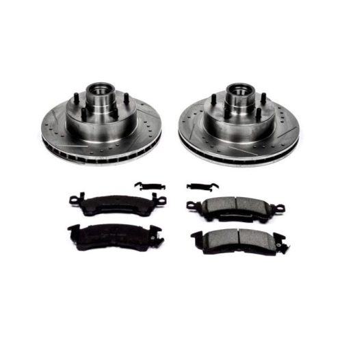1972-1977 Pontiac Firebird Front Z23 Evolution Sport Brake Upgrade Kit - Heavy-Duty Drilled & Slotted Rotors with Carbon-Fiber Ceramic Pads - Premium Replacement