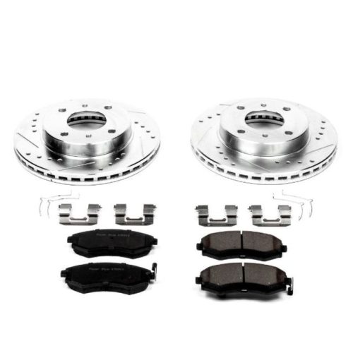 1989-1994 Nissan 240SX, 2000-2004 Nissan Sentra Front Z23 Evolution Sport Brake Rotor and Carbon-Fiber Ceramic Brake Pad Assembly - Premium Replacement