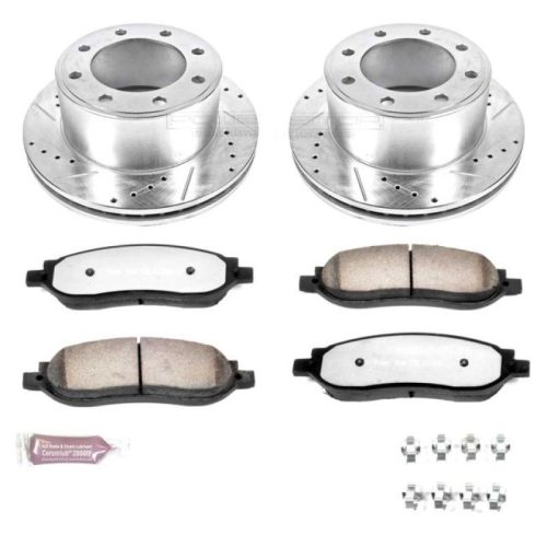 2006-2007 Ford F-250 Super Duty Rear Z36 Truck & Tow Brake Upgrade Kit - Heavy-Duty Drilled & Slotted Rotors with Carbon-Fiber Ceramic Pads - Premium Replacement