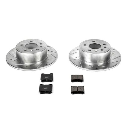 1997-2003 Saab 900/9-3 Rear Brake Performance Upgrade with Drilled & Slotted Rotors and Carbon-Fiber Ceramic Pads - Premium Replacement