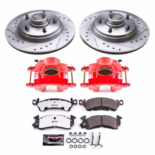 1982-1985 Oldsmobile Delta 88 Front Z26 Street Warrior Brake Upgrade Kit with Drilled & Slotted Rotors and Carbon-Fiber Ceramic Pads - Premium Replacement