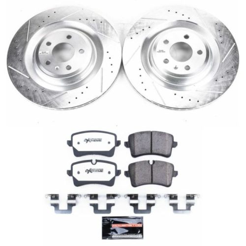 2013-2016 Audi S7, S8, A7 Quattro Heavy-Duty Drilled & Slotted Brake Rotor and Carbon-Fiber Ceramic Brake Pads - Premium Replacement