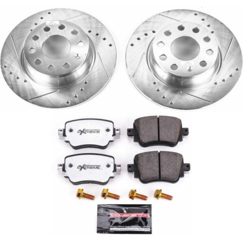 2015 Volkswagen Passat, Golf, and SportWagen Heavy-Duty Drilled & Slotted Brake Rotor and Carbon-Fiber Ceramic Brake Pad Assembly - Premium Replacement