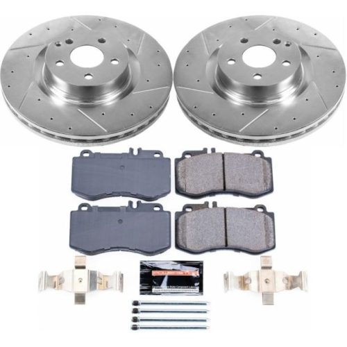 2010-2014 Mercedes-Benz E350 Front Z23 Evolution Sport Brake Upgrade Kit - Heavy Duty Drilled & Slotted Rotors with Carbon-Fiber Ceramic Pads - Premium Replacement