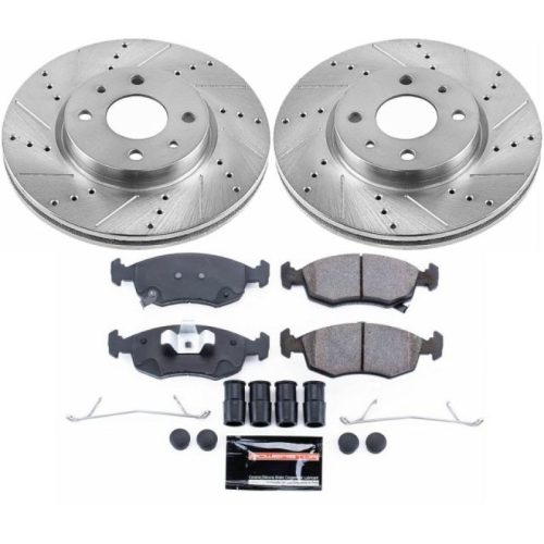 2012-2017 Fiat 500 Front Brake Rotor and Carbon-Fiber Ceramic Pad Upgrade - Heavy-Duty Drilled & Slotted Performance Brake System by PowerStop Part K6290