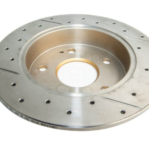 DBA Street Series Drilled and Slotted Rotor for Honda Civic 2012-13 - Premium Replacement Brake Rotor with Gold Finish - Image 2