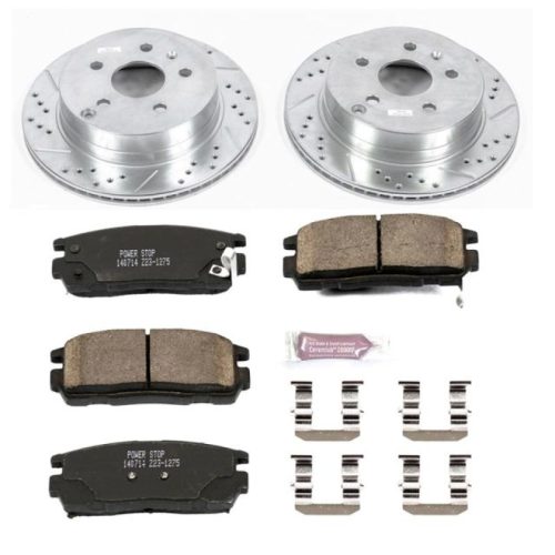 2010-2012 Chevrolet Equinox & 2010-2012 GMC Terrain Rear Z23 Evolution Sport Brake Upgrade Kit - Heavy-Duty Drilled & Slotted Rotors with Carbon-Fiber Ceramic Pads - Premium Replacement