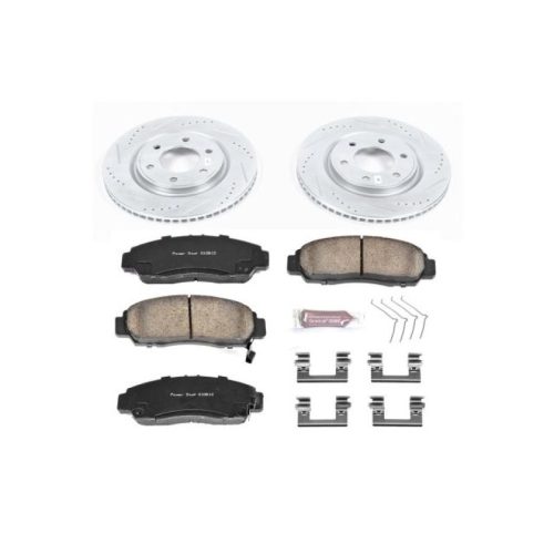2011-2017 Infiniti QX56 & Nissan Armada Heavy-Duty Drilled & Slotted Brake Rotor and Carbon-Fiber Ceramic Brake Pad Assembly - Premium Replacement