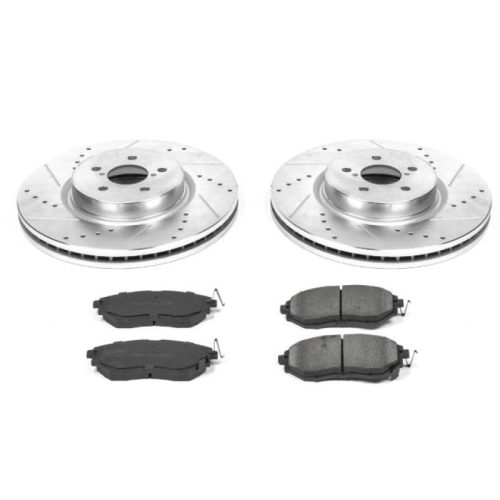 2005-2009 Subaru Legacy Front Brake Upgrade Kit with Drilled & Slotted Rotors and Carbon-Fiber Ceramic Pads - Premium Replacement