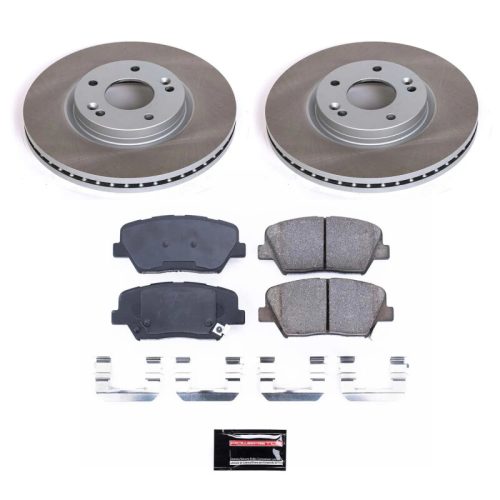 2011-2013 Kia Sorento Front Semi-Coated Rotor Brake Kit with Ceramic Pads and Hardware - Premium Replacement