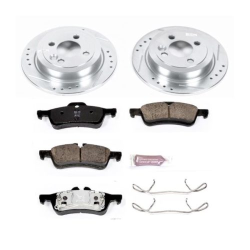 2007-2008 Mini Cooper Rear Z23 Evolution Sport Brake Kit - Heavy-Duty Drilled & Slotted Rotors with Carbon-Fiber Ceramic Pads - Premium Replacement
