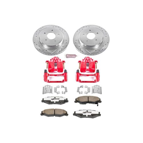 2004-2009 Chevrolet Corvette Rear PowerStop Z26 Street Warrior Brake Upgrade Kit with Drilled & Slotted Rotors and Powder Coated Calipers - Premium Replacement