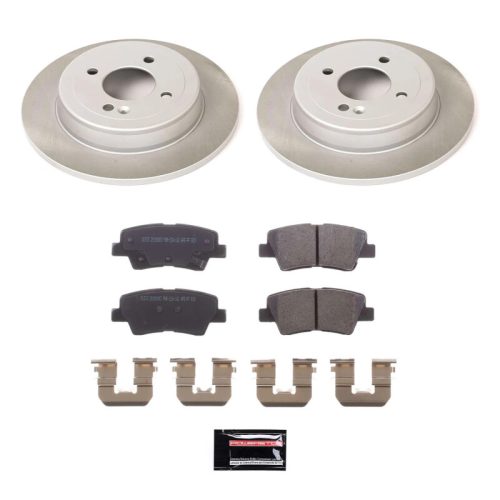 2014-2016 Kia Rio & 2015 Hyundai Accent Heavy-Duty Semi-Coated Brake Rotor & Ceramic Brake Pad Assembly - Premium Replacement