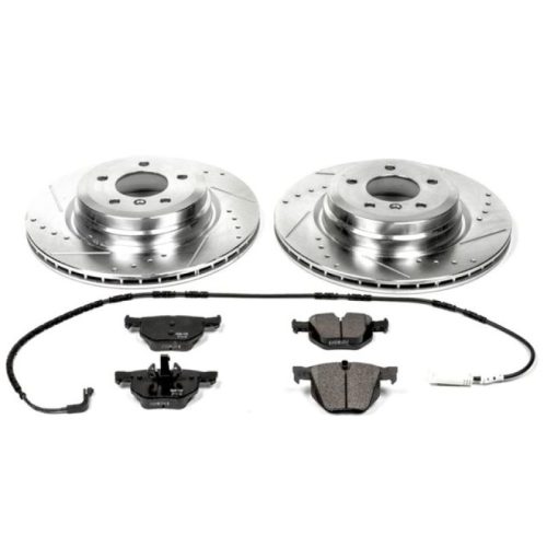 2006-2011 BMW 330i, 2006-2009 BMW 335i, 2008-2011 BMW 335d Rear Brake Upgrade Kit with Drilled & Slotted Rotors and Carbon-Fiber Ceramic Pads - Premium Replacement