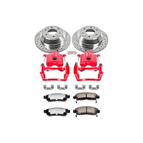 2006-2007 Buick Rainier Rear Z36 Truck & Tow Brake Kit with Calipers - Heavy Duty Drilled & Slotted Rotors, Carbon-Fiber Ceramic Brake Pads, Powder Coated Calipers - Premium Replacement