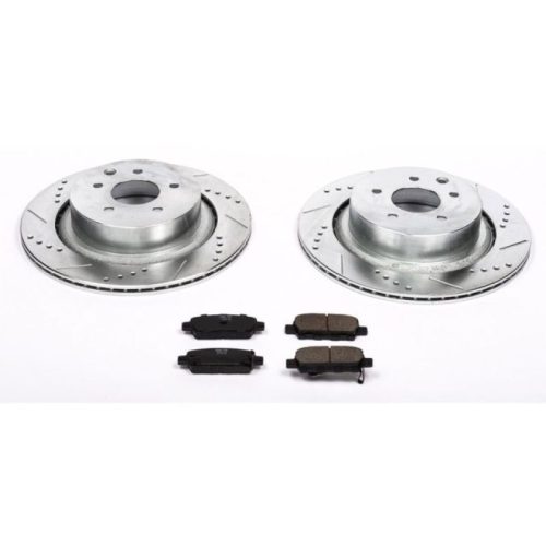2013-2010 Infiniti G37 Rear PowerStop Z23 Evolution Sport Brake Upgrade Kit - Heavy-Duty Drilled and Slotted Rotors with Carbon-Fiber Ceramic Pads for Towing and Daily Use - Premium Replacement