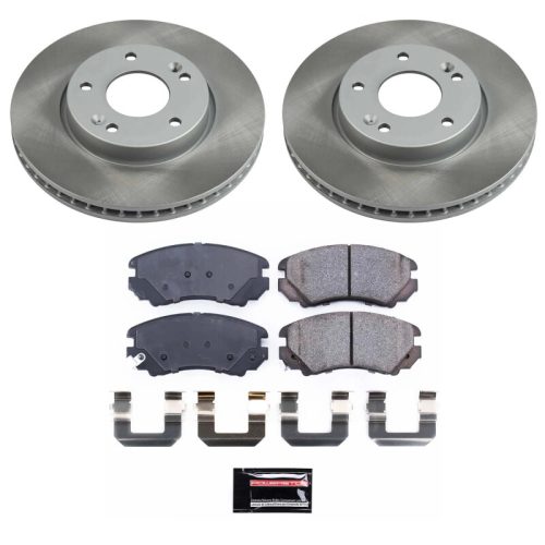2010-2011 Kia Soul Front Semi-Coated Rotor Brake Assembly with Ceramic Pads - Premium Replacement