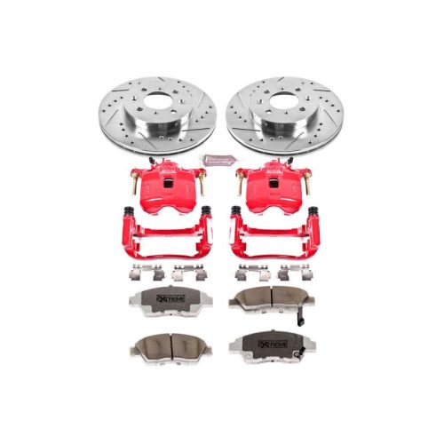 2003-2005 Honda Civic Front Brake Rotor and Caliper Upgrade Kit - Heavy-Duty Performance with Drilled & Slotted Rotors, Carbon-Fiber Ceramic Pads - Premium Replacement