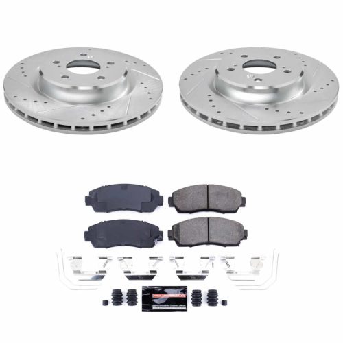 2021-2025 Acura TLX Front Z23 Evolution Brake Upgrade Kit - Heavy-Duty Drilled & Slotted Rotor with Carbon-Fiber Ceramic Pads - Premium Replacement