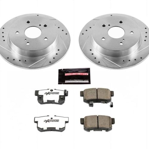 2007-2013 Suzuki SX4 Rear Brake Upgrade Kit with Drilled & Slotted Rotors and Carbon-Fiber Ceramic Pads - Heavy-Duty Performance Replacement