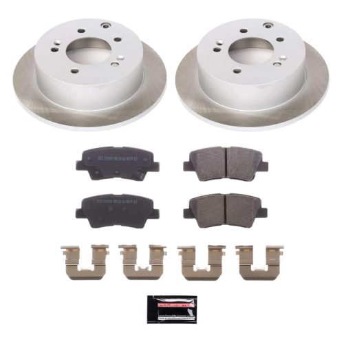 2010-2013 Kia Soul Rear Semi-Coated Rotor Brake Assembly with Ceramic Pads - Premium Replacement