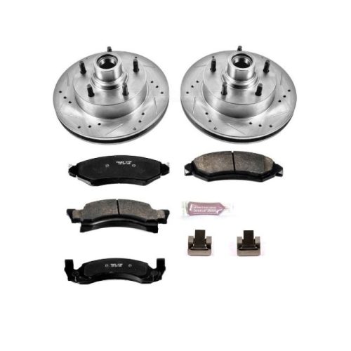 1982-1986 Ford F-150 Heavy-Duty Front Brake Upgrade Kit with Drilled & Slotted Rotors and Carbon-Fiber Ceramic Pads - Premium Replacement