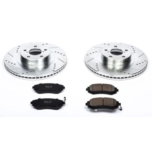 2006-2009 Subaru Legacy & 2007-2008 Subaru Baja Front Z23 Evolution Sport Brake Upgrade Kit - Premium Heavy-Duty Drilled & Slotted Rotors with Carbon-Fiber Ceramic Pads