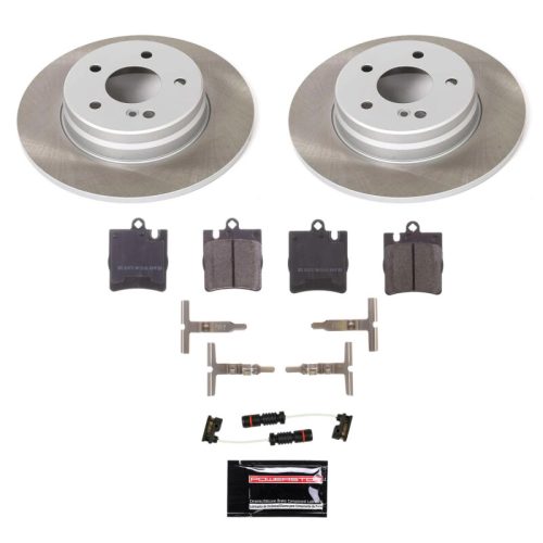 2001-2002 Mercedes-Benz E430 Rear Semi-Coated Rotor Brake Assembly with Ceramic Pads - Premium Replacement