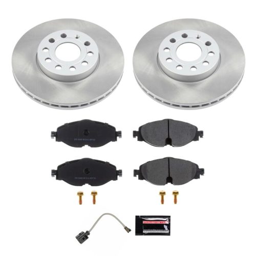 2015-2016 Volkswagen Golf Front Semi-Coated Rotor Brake Assembly with Ceramic Pads - Premium Replacement