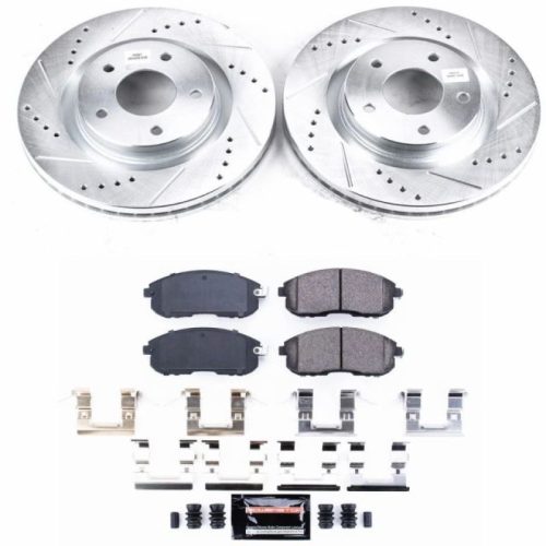 2012-2014 Nissan Juke & 2013-2019 Nissan Sentra Front Brake Upgrade Assembly - Premium Heavy-Duty Drilled & Slotted Rotors with Carbon-Fiber Ceramic Pads