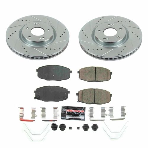 2019-2023 Hyundai Nexo Front Z23 Evolution Sport Brake Upgrade Kit - Heavy-Duty Drilled & Slotted Rotors with Carbon-Fiber Ceramic Pads - Premium Replacement