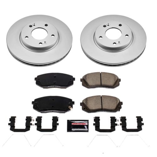 2022 Hyundai Kona Front Z17 Coated Brake Rotor and Ceramic Brake Pad Assembly - Premium Replacement