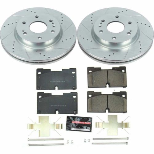 2019 Chevrolet Silverado 1500 & GMC Sierra 1500 Front Z23 Evolution Sport Brake Upgrade Kit - Heavy-Duty Drilled & Slotted Rotors with Carbon-Fiber Ceramic Pads and Hardware