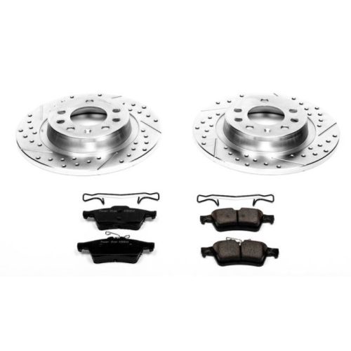 2006-2010 Pontiac Solstice & 2007-2010 Saturn Sky Rear Z23 Evolution Sport Brake Upgrade Kit - Premium Heavy-Duty Drilled and Slotted Rotor & Carbon-Fiber Ceramic Brake Pads
