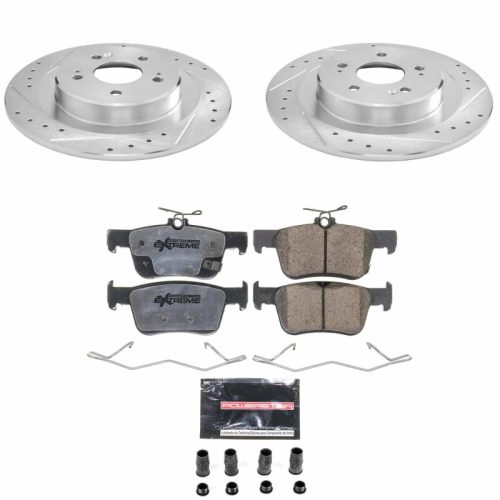 2021-2023 Acura TLX Rear Z26 Street Warrior Brake Upgrade Kit - Premium Heavy-Duty Performance with Drilled & Slotted Rotors, Carbon-Fiber Ceramic Pads & Hardware