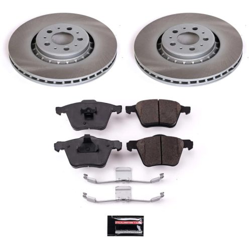 2004-2013 Volvo XC90 Front Semi-Coated Rotor and Ceramic Brake Pad Assembly - Premium Replacement