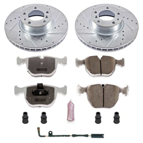 1997-2000 BMW 540i Front Z26 Street Warrior Brake Upgrade Kit - Performance Drilled & Slotted Rotor Assembly with Carbon-Fiber Ceramic Pads for Heavy-Duty Street Use - Premium Replacement