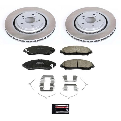 2014-2016 Acura MDX Front Semi-Coated Rotor Brake Kit with Ceramic Pads and Hardware - Premium Replacement