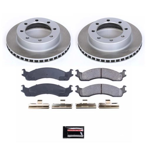 1995-1997 Ford F-350 Front Semi-Coated Rotor Brake Assembly with Ceramic Pads - Premium Replacement