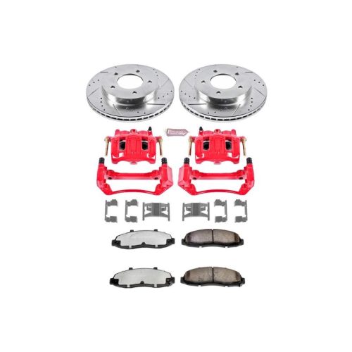 1997-2000 Ford F-150 Front Z36 Truck & Tow Brake Upgrade Kit with Drilled & Slotted Rotors and Powder Coated Calipers - Premium Replacement