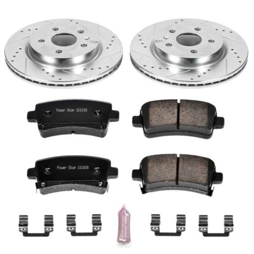 2011-2013 Buick LaCrosse, Regal & Chevy Malibu Heavy-Duty Drilled & Slotted Brake Rotor and Carbon-Fiber Ceramic Pad Upgrade - Premium Replacement