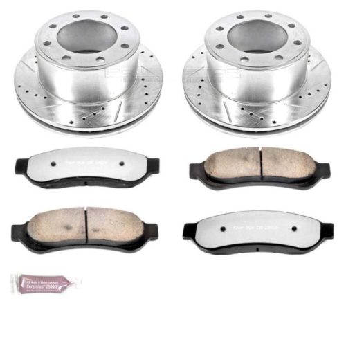 2010+ Ford F-250 Super Duty Rear Brake Rotor and Ceramic Brake Pad Assembly - Heavy-Duty Drilled & Slotted Performance Upgrade