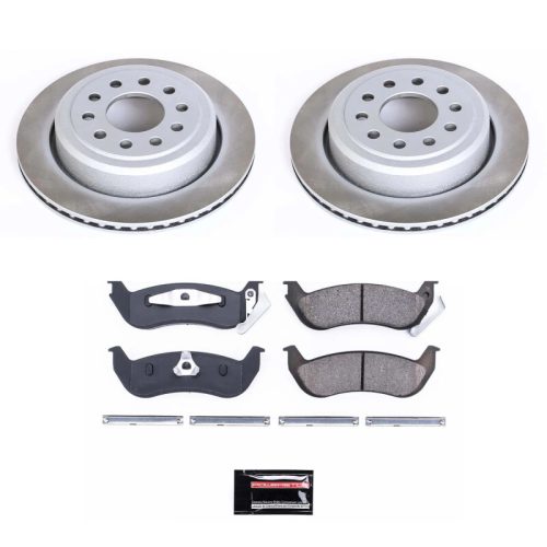 2003-2011 Lincoln Town Car Rear Semi-Coated Rotor Brake Assembly with Ceramic Pads - Premium Replacement