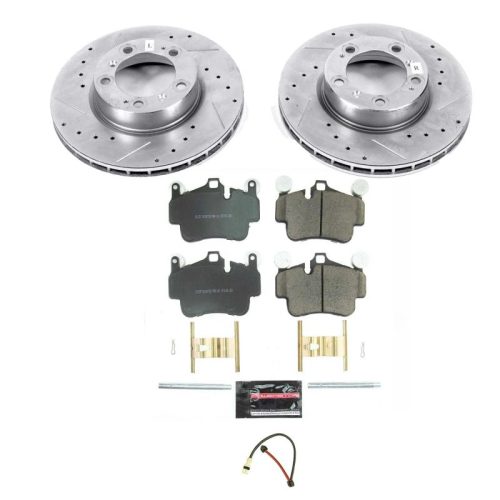 2005 Porsche 911 Front Z23 Evolution Sport Brake Kit - Heavy-Duty Drilled & Slotted Rotor and Carbon-Fiber Ceramic Brake Pads Upgrade - Premium Replacement