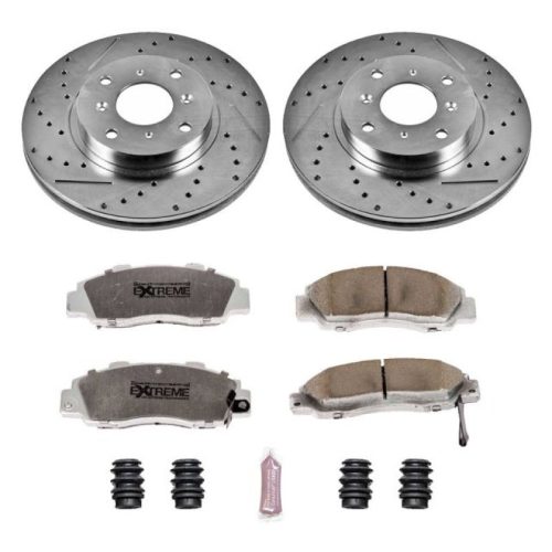 1993-1996 Honda Prelude Front Z26 Street Warrior Brake Kit - Heavy Duty Drilled & Slotted Rotors with Carbon-Fiber Ceramic Pads - Premium Replacement