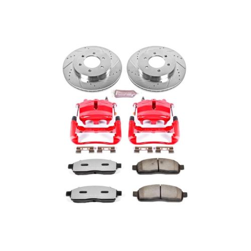 2004 Ford F-150 Heavy-Duty Truck & Tow Brake Upgrade Kit with Drilled & Slotted Rotors, Carbon-Fiber Ceramic Pads, Powder Coated Calipers - Premium Replacement